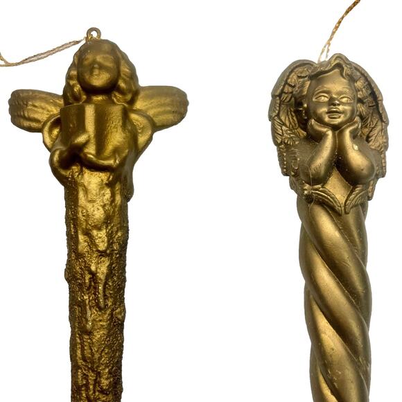 Vintage Gold Angel Icicle Christmas Tree Ornament 6-6.5” Holiday Decor Lot Of 2 - Picture 2 of 3